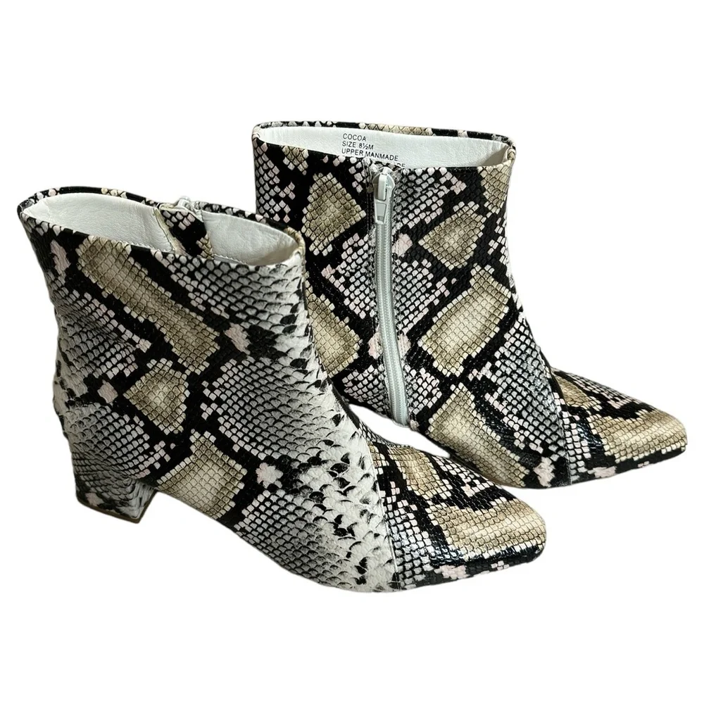 Cocoa Faux Snakeskin Ankle Boots Size 8.5, Vegan Leather, 2.25 inch heel - Picture 3 of 9